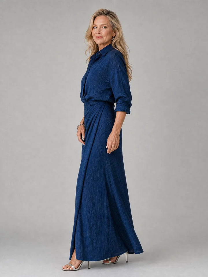 Míriam - Vestido Maxi De Manga Larga Con Escote Cruzado