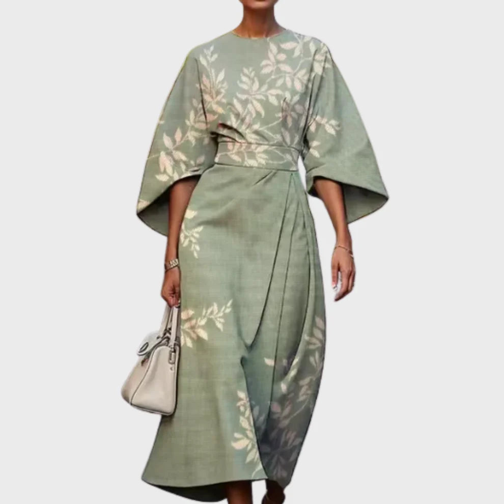 Reina | vestido midi floral cintura marcada