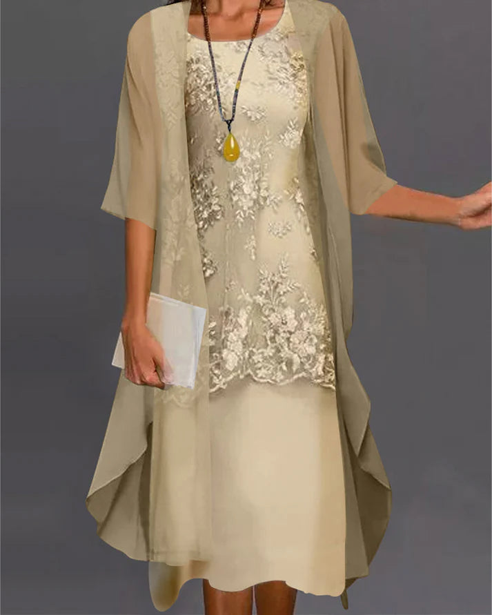 Chona | elegante vestido de dos piezas de chiffon