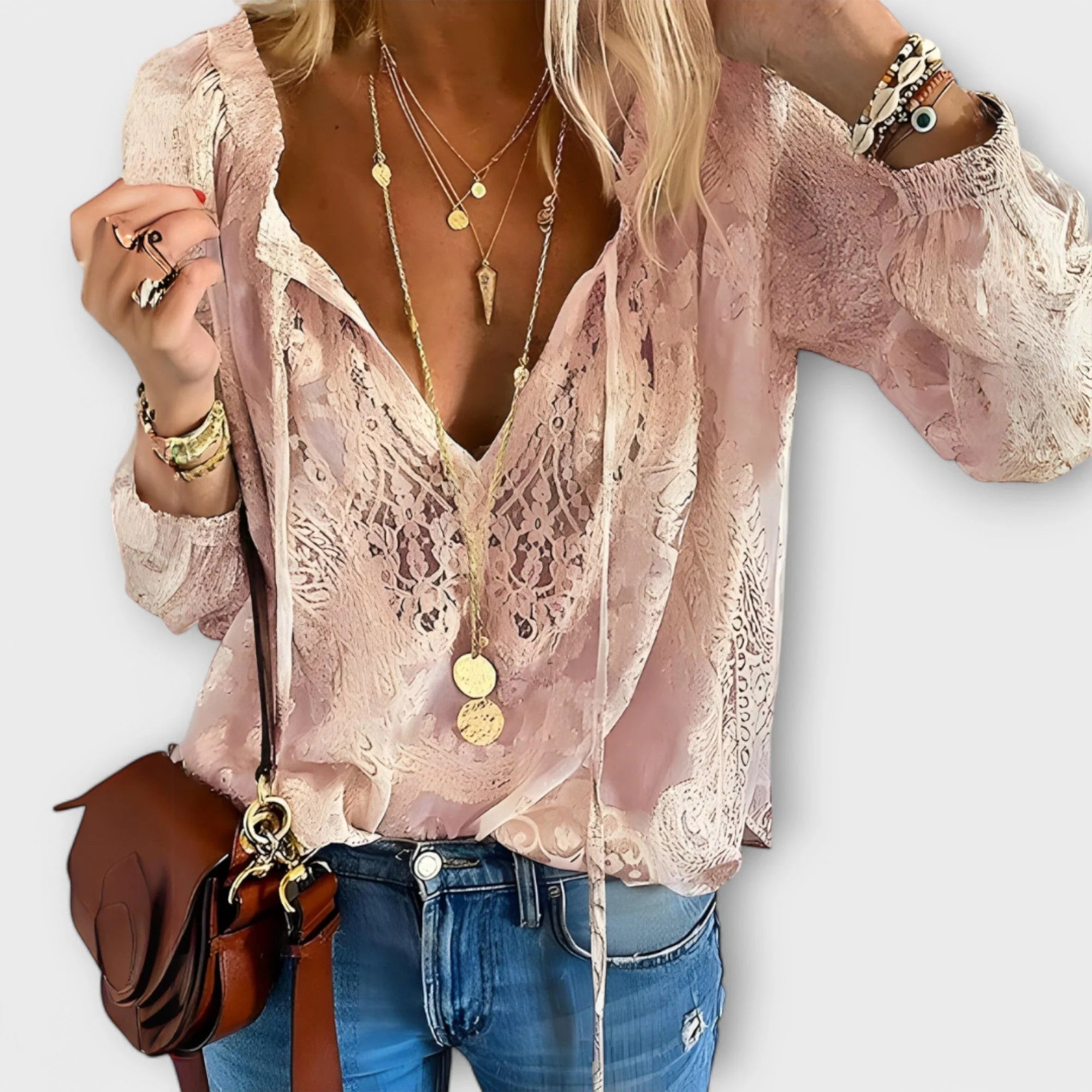 ADELINA | BLUSA ELEGANTE CON ENCAJE