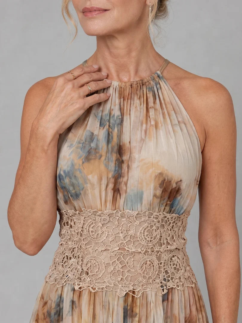 Elsa | Maxi Vestido De Tirantes Con Cintura De Encaje