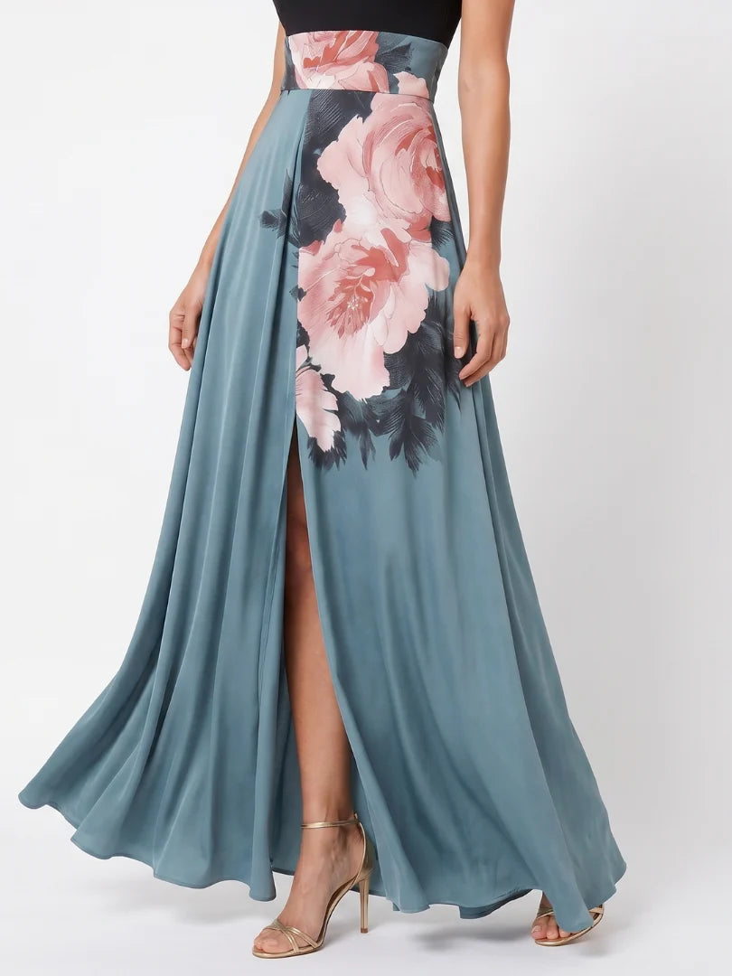 Olga - Vestido Maxi Floral Con Corpío Halter