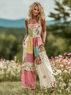 MONO CÓMODO VINTAGE CON PARCHES FLORALES ARTÍSTICOS PARA MUJER