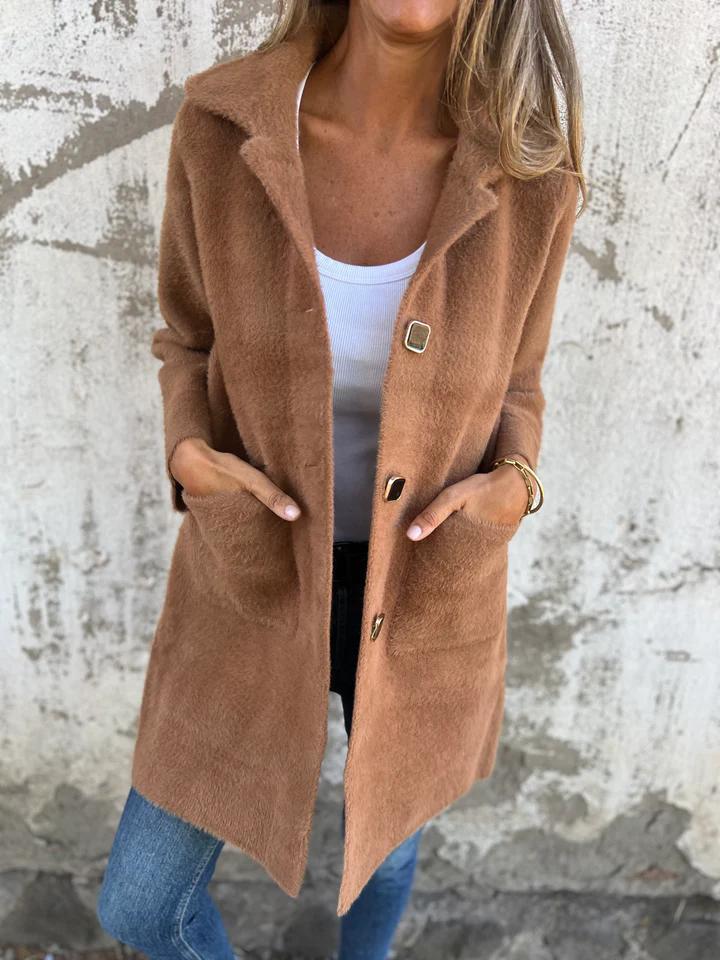 Philippa | Women's Long Coat — Elegant Straight Cut and Soft, Comfortable Fabric