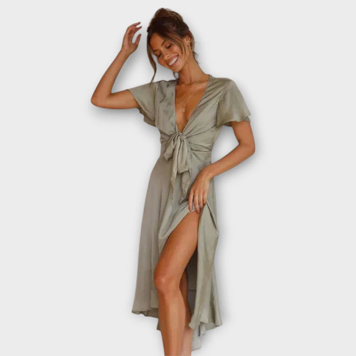 Margret | Elegant Midi Dress With V-Neck