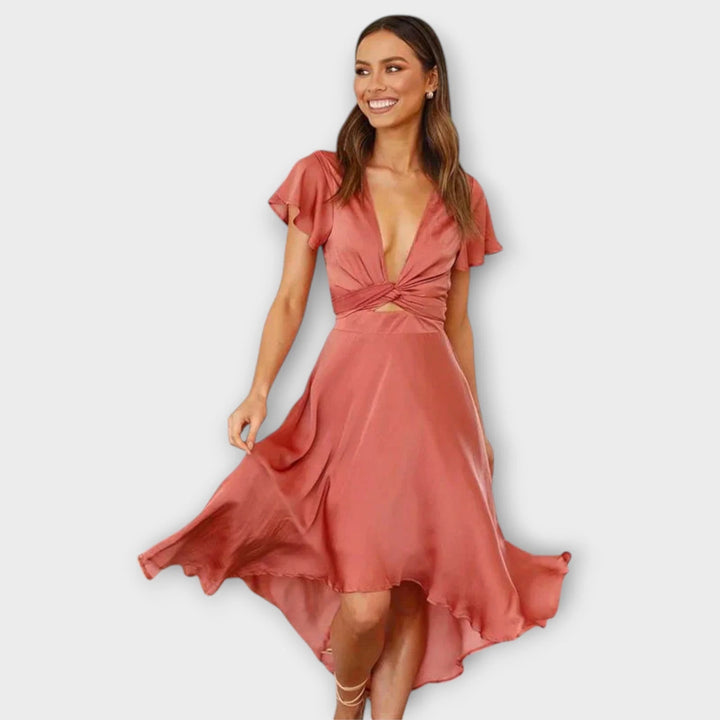 Margret | Elegant Midi Dress With V-Neck