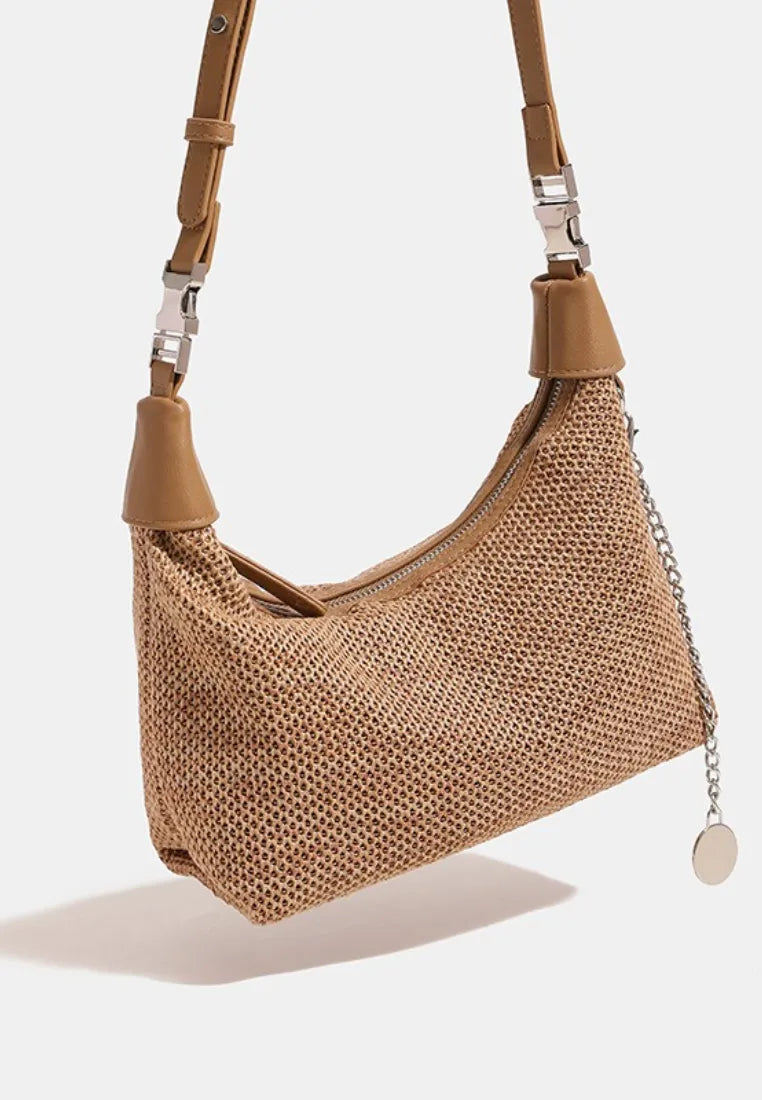 Bolso hobo tejido calado estilo vacaciones minimalista k26052006