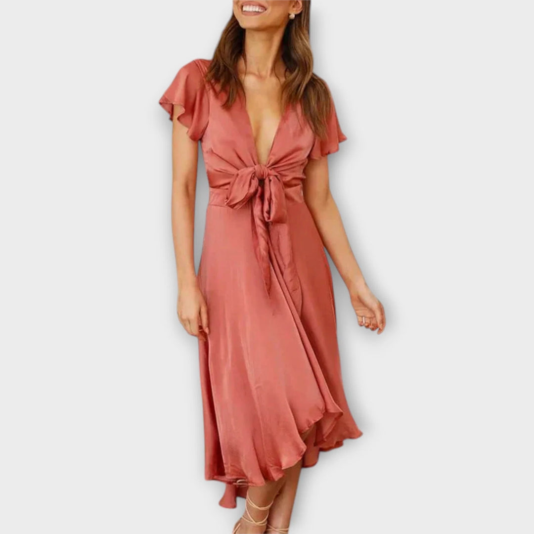 Margret | Elegant Midi Dress With V-Neck