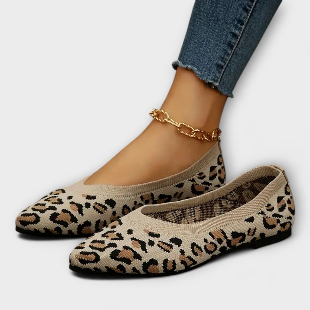 Paula - Bailarinas De Encaje Con Estampado Leopardo