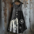 - VESTIDO TIRANTES VAQUERO PATCHWORK ENCAJE FLORAL