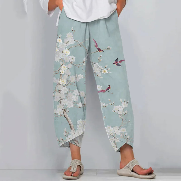 Pantalones Holgados Informales Con Estampado Floral