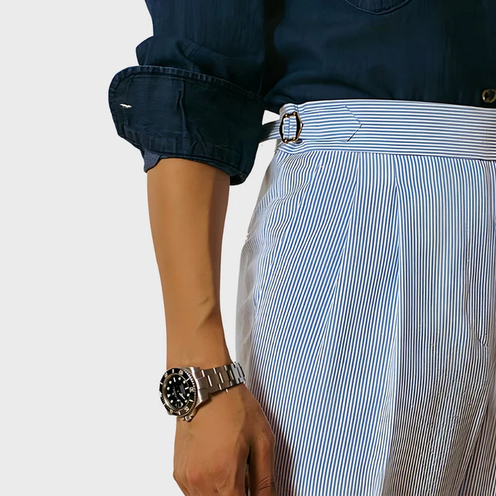 Pantalones Con Pliegues De Cintura Alta Para Hombre - Ajuste Estructurado Tailor Made