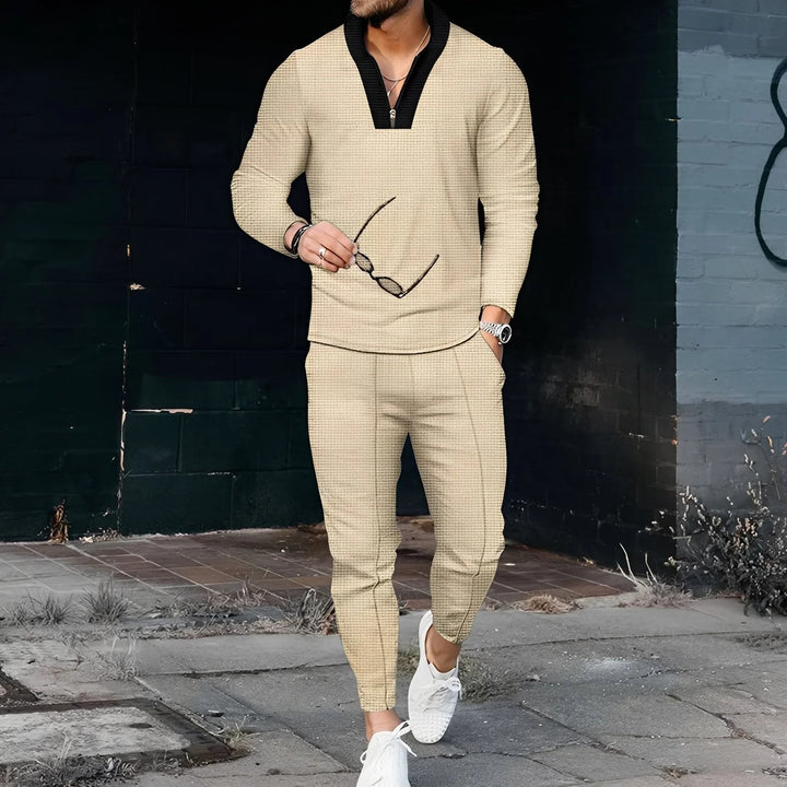 Andrew - Chándal Elegante Con Patrón Waffle Para Hombre