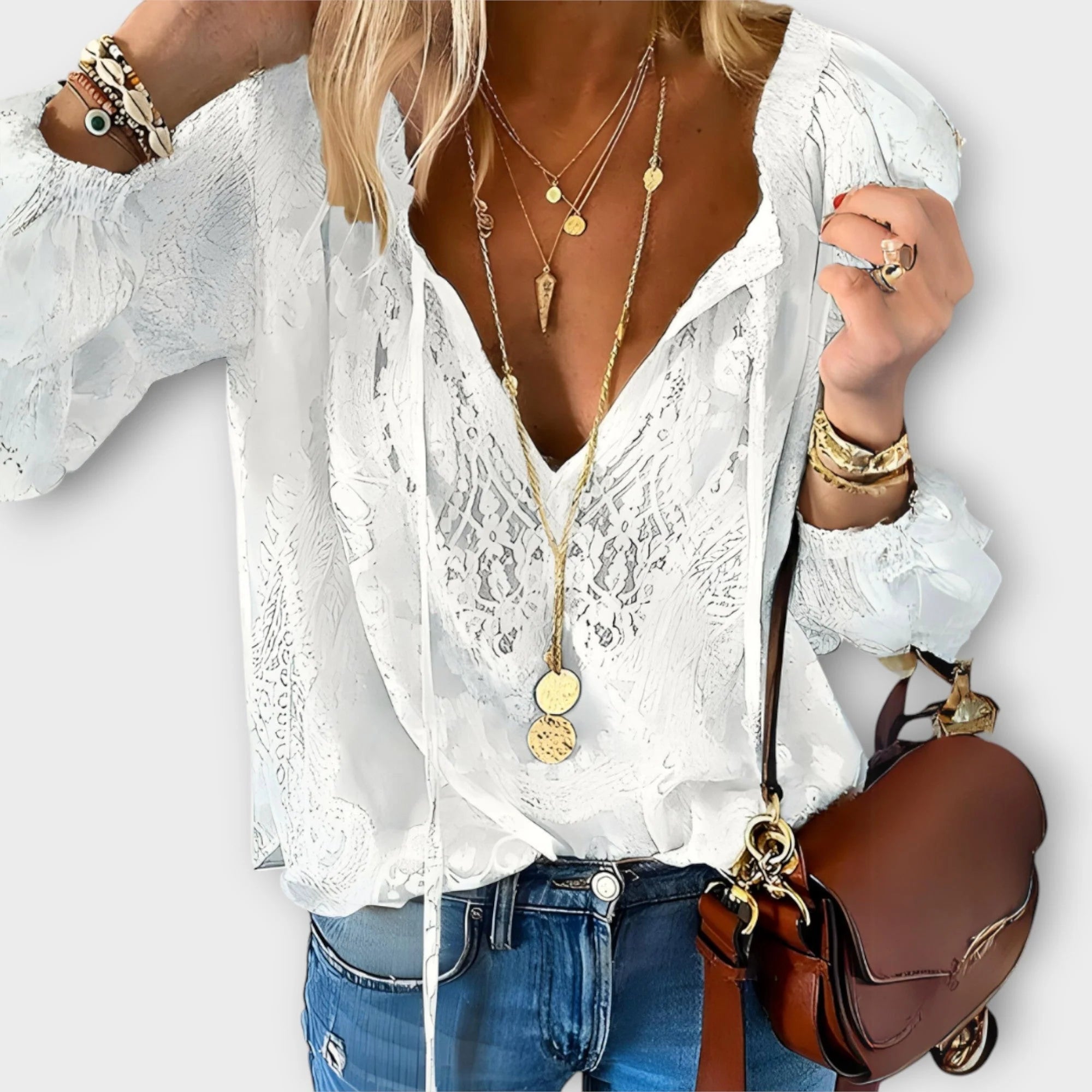 ADELINA | BLUSA ELEGANTE CON ENCAJE