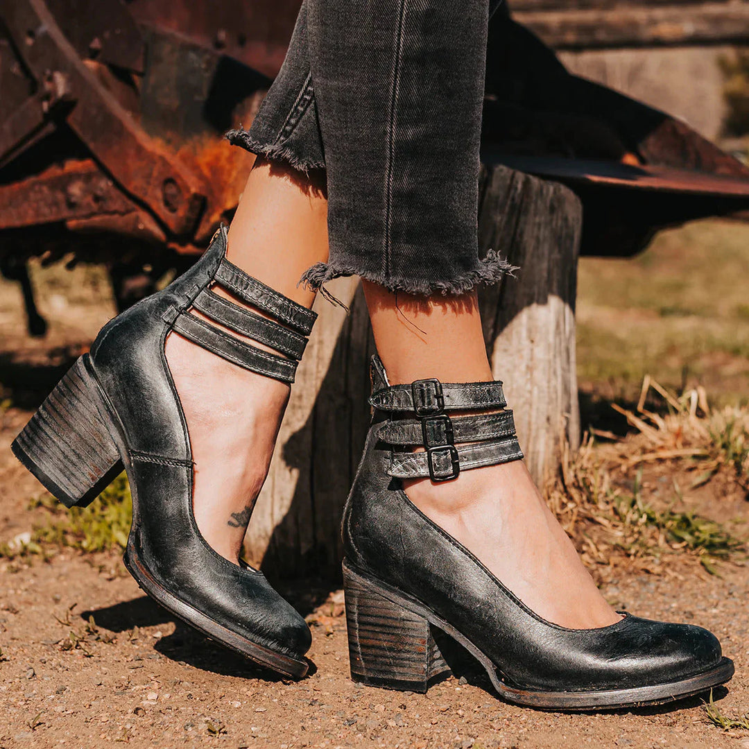 Ginevra | Sapatos De Salto Alto Com Múltiplas Tiras E Sola Grossa