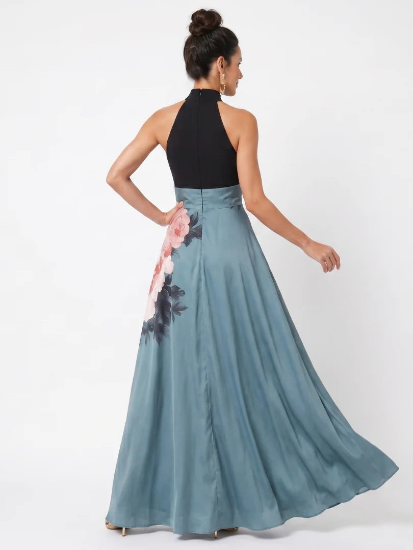 Olga - Vestido Maxi Floral Con Corpío Halter