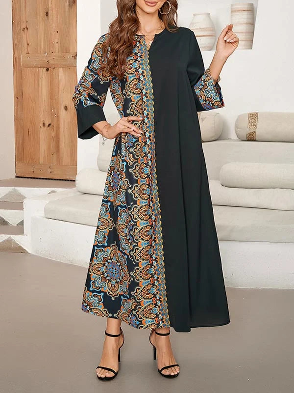 Vestido Maxi Assimétrico Estampado e Solto