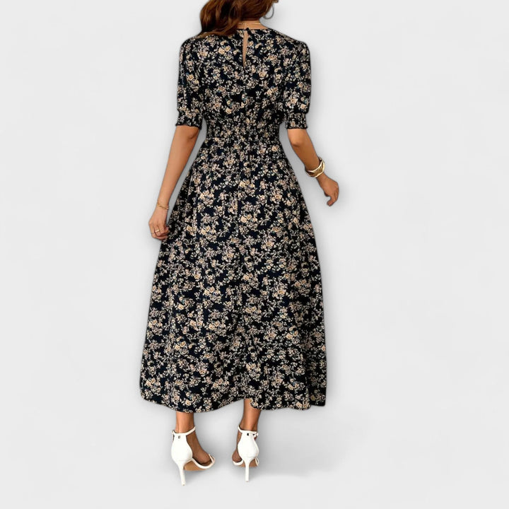 Amelia | Vestido Floral Com Gola Redonda