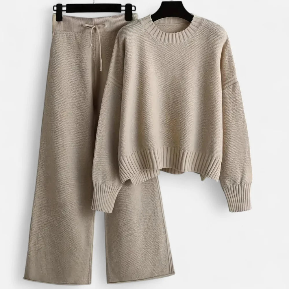 Natalia - Conjunto De Jersey De Punto Y Pantalón De Pierna Ancha Para Mujer
