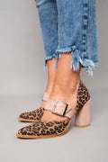 SELVETA - SANDALIAS DE ANTE CON ESTAMPADO LEOPARDO Y TACÓN ESTABLE