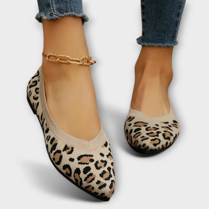 Paula - Bailarinas De Encaje Con Estampado Leopardo