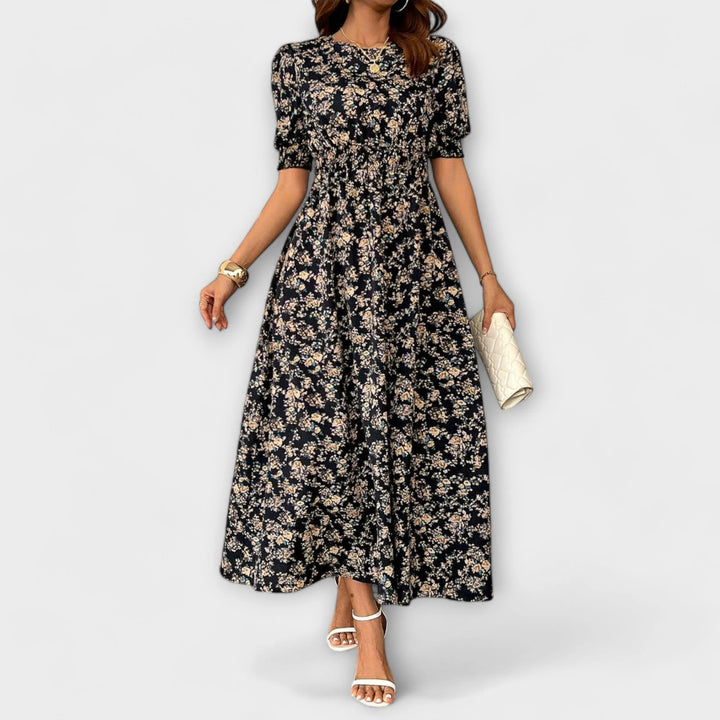 Amelia | Vestido Floral Com Gola Redonda