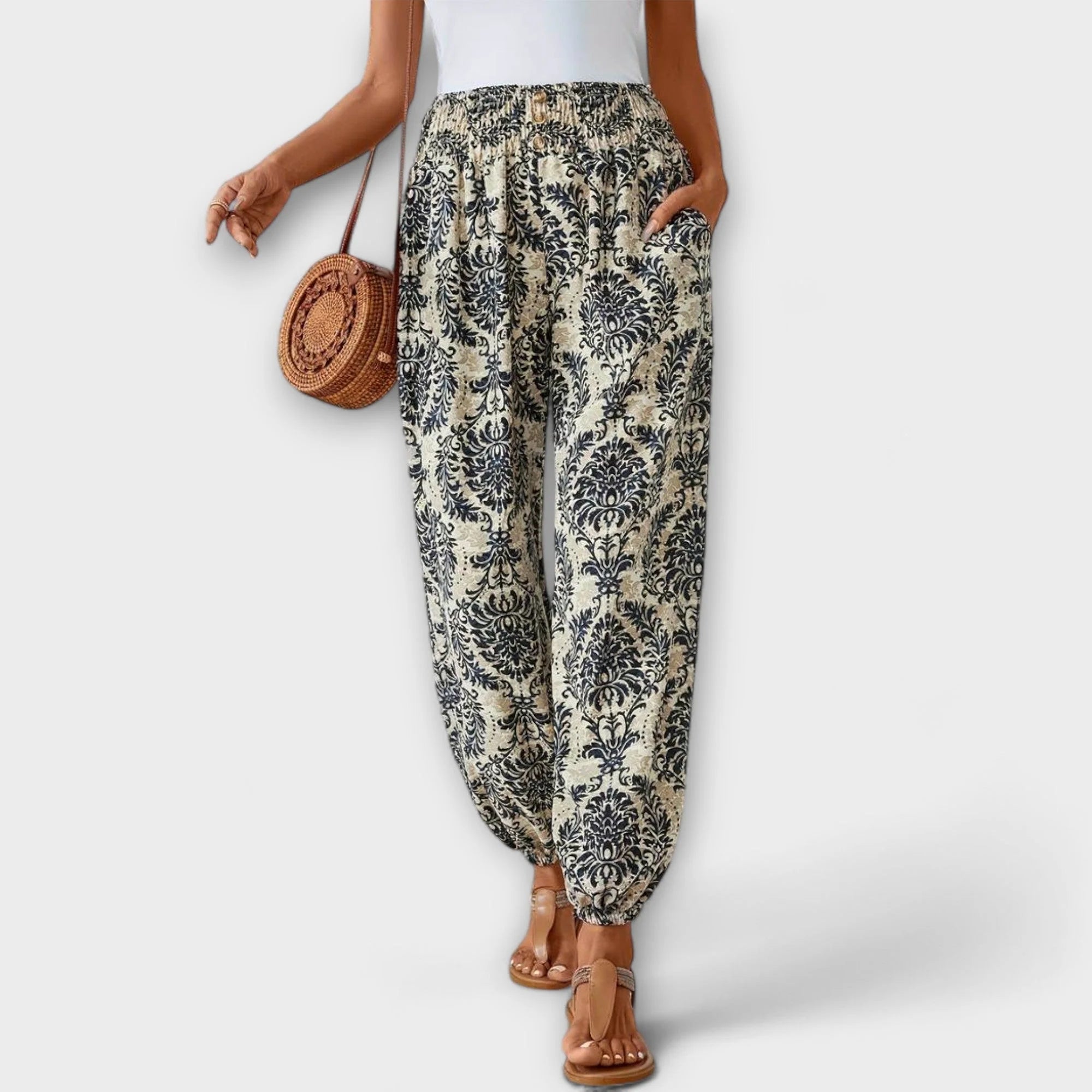 Escarlete - Pantalones con Gráficos Étnicos