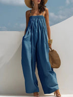 Madalena - mono de denim de piernas anchas para mujer