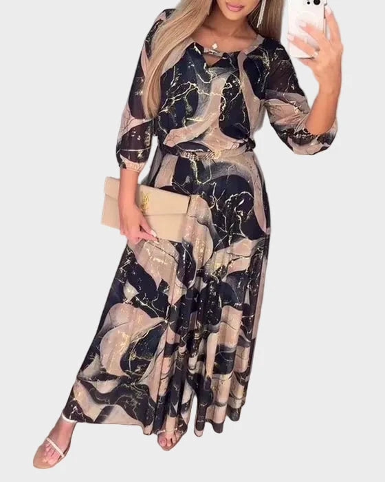 Anna | Vestido Elegante De Chiffon Con Mangas 3/4