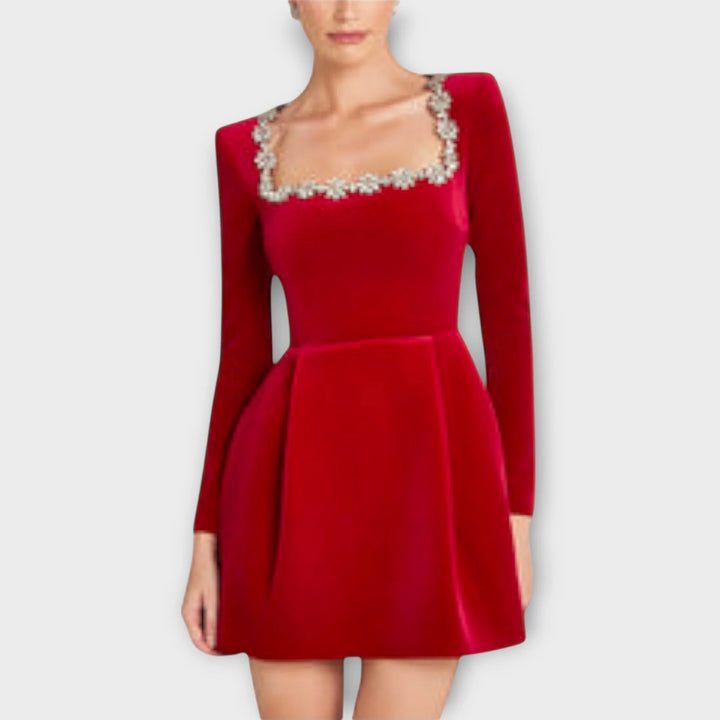 Wren | Vestido Mini De Terciopelo Con Joyas
