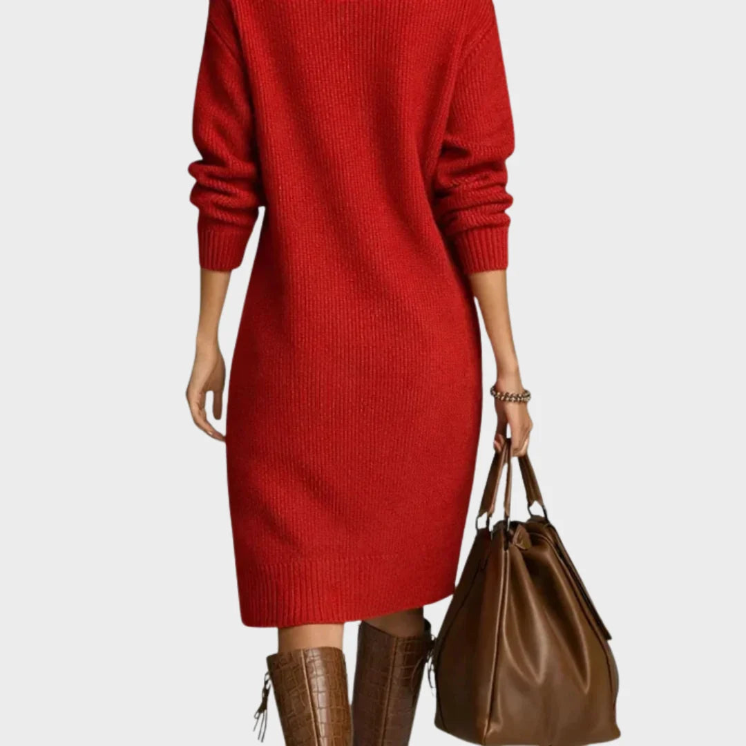 Nancy | Elegant Button-Up Winter Midi Dress