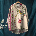 Isa - camisa casual de arte floral vintage para mujer