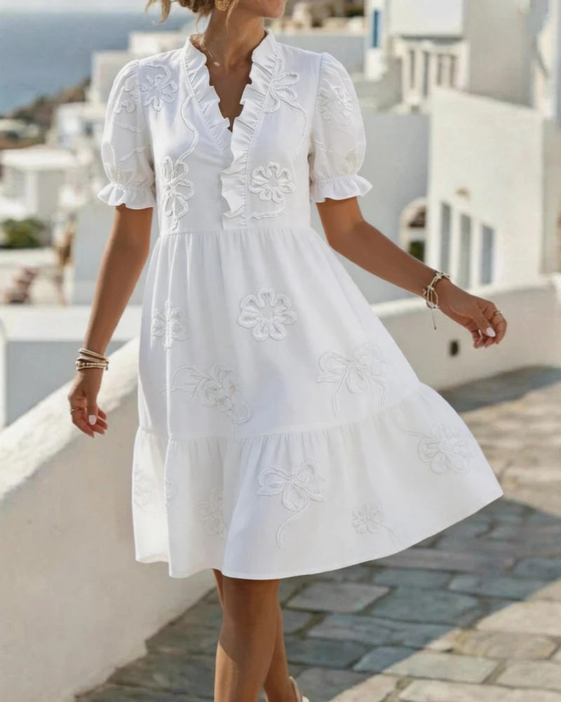 Elisa - Vestido Midi Floral Con Mangas Bufantes