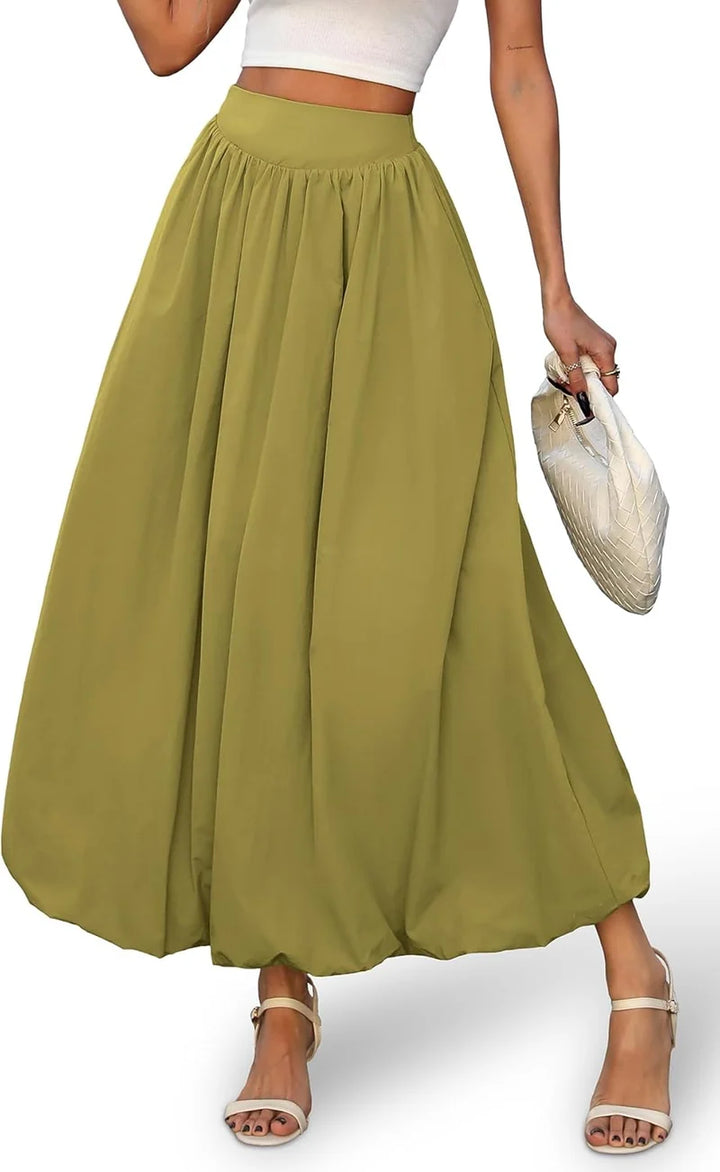 Laya - Falda Bubble Femenina Maxi Con Cintura Elástica Voluminosa Y Chic