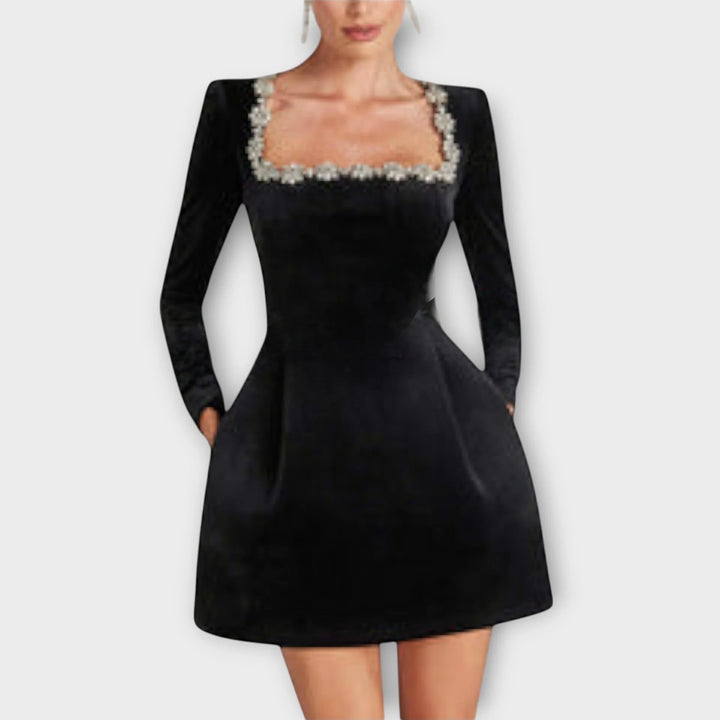 Wren | Vestido Mini De Terciopelo Con Joyas