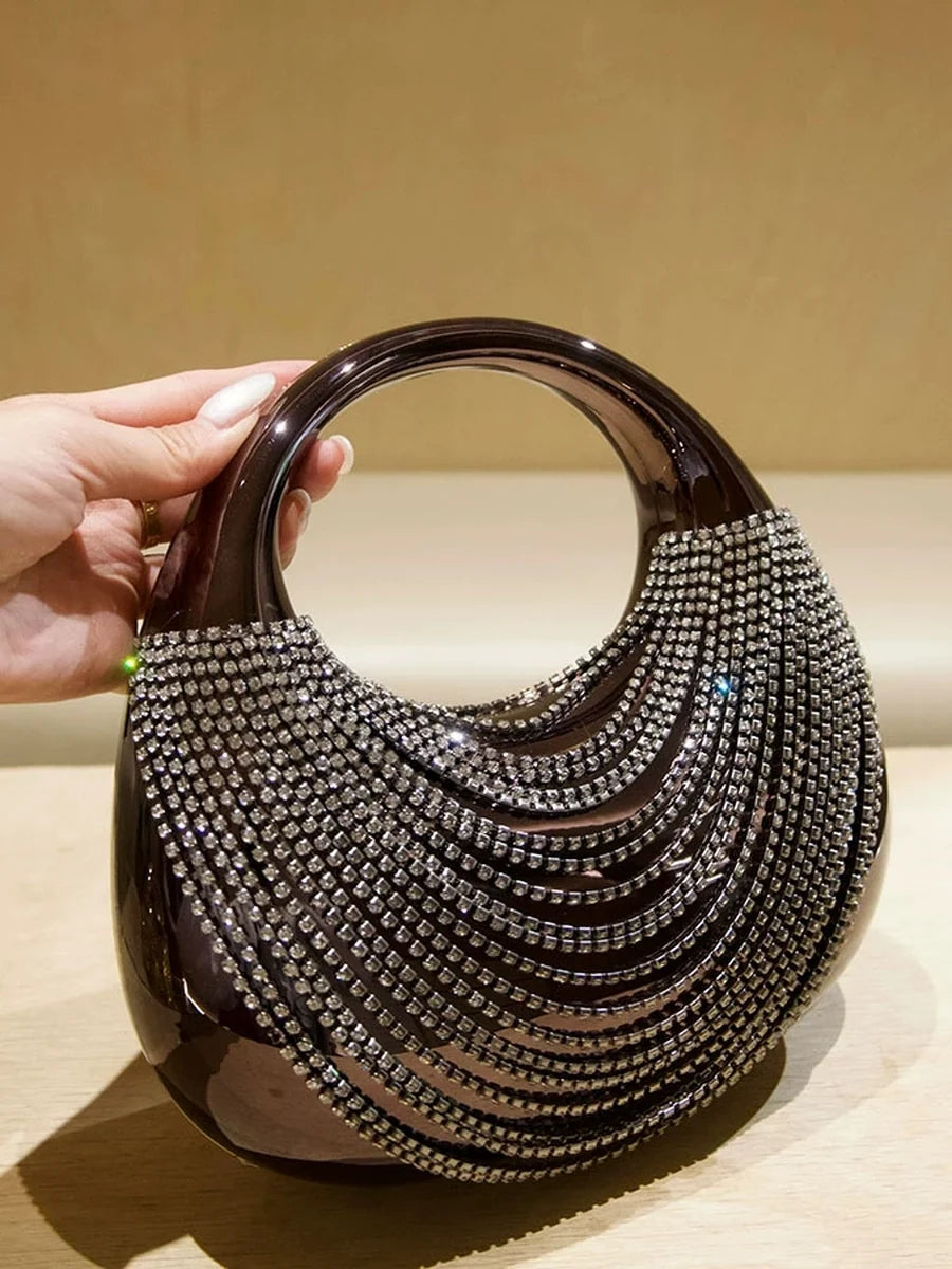 Bolso De Mano Con Flecos Color Sólido