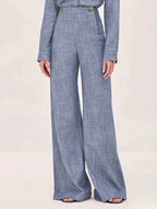 Pantalones pernera recta cintura alta con abertura dividida