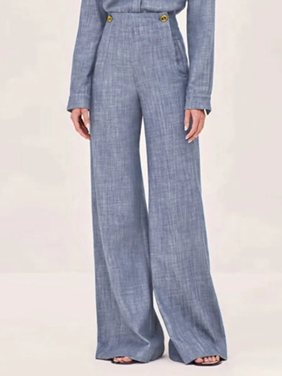 Pantalones pernera recta cintura alta con abertura dividida