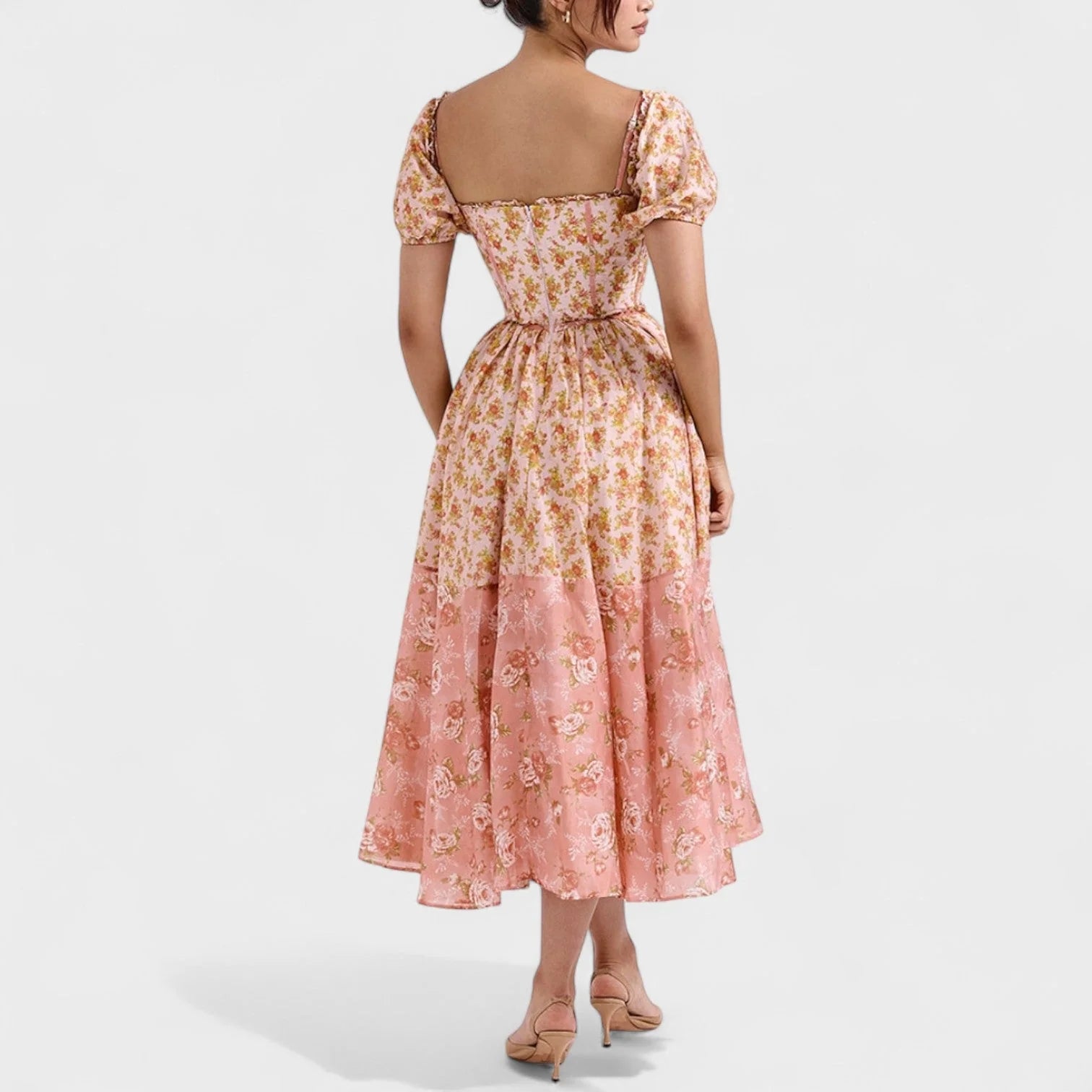 Valentina - vestido floral coral