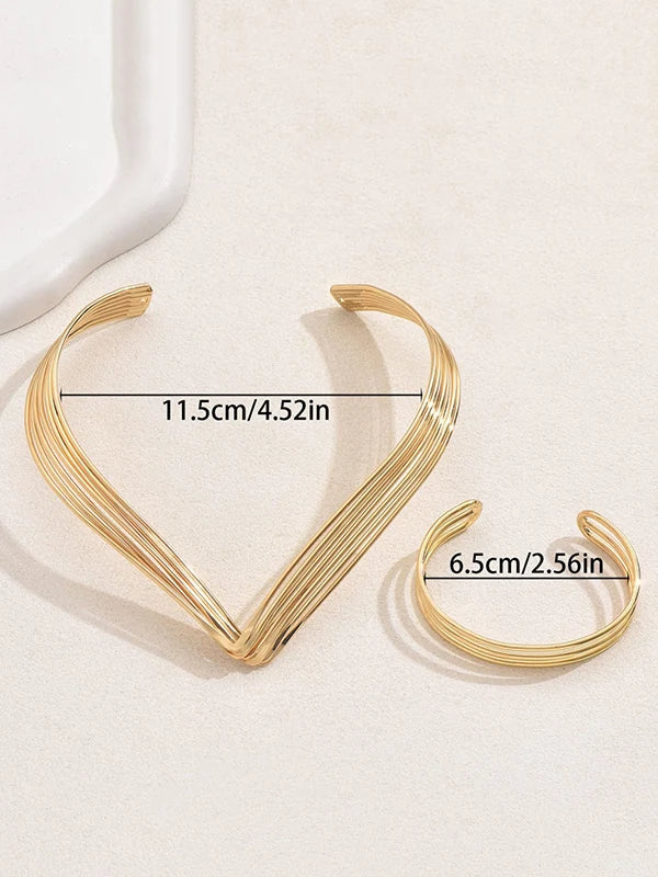 Conjunto De Collar Y Pulsera Geométrico (2 Pcs)