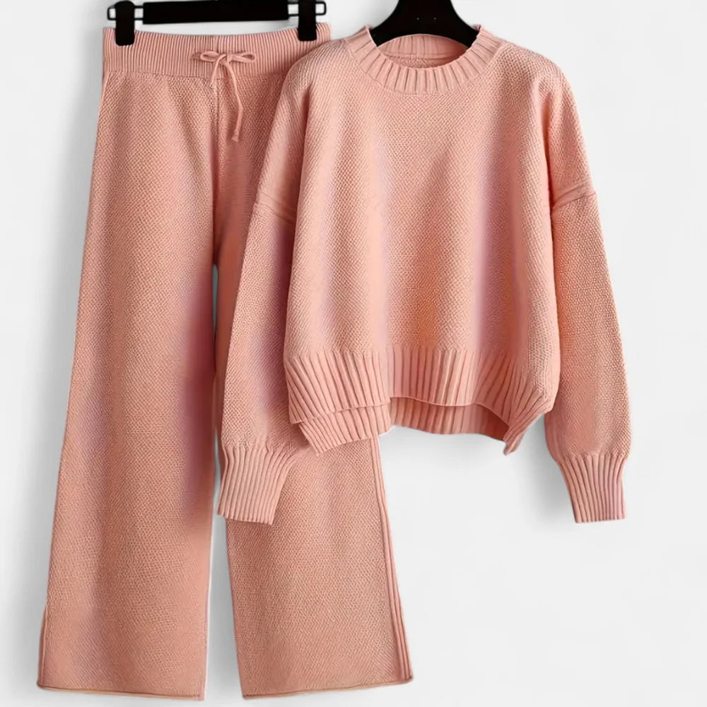 Natalia - Conjunto De Jersey De Punto Y Pantalón De Pierna Ancha Para Mujer