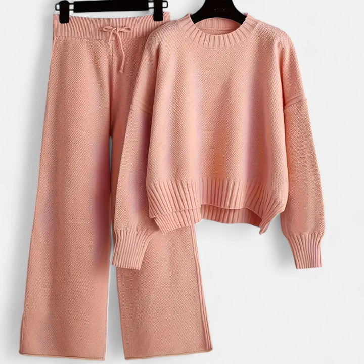 Natalia - Conjunto De Jersey De Punto Y Pantalón De Pierna Ancha Para Mujer