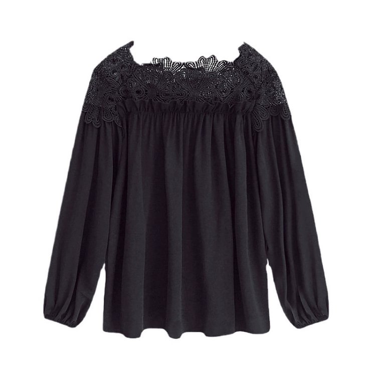 Blusa Boho De Gasa Con Hombros Descubiertos Ahuecados Manga Larga Estilo Vintage