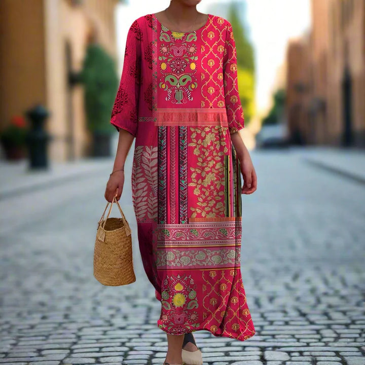 Vestido Maxi Estampado Femenino De Corte Relajado – Estilo Ligero De Verano Para Vacaciones Y Paseos En La Playa