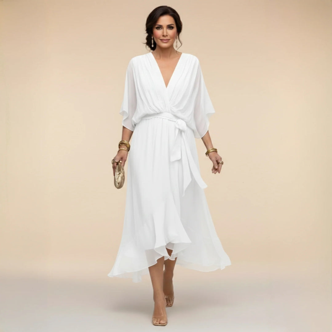 Monica | Vestido De Chiffon Com Decote Em V