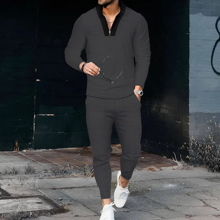 Andrew - Chándal Elegante Con Patrón Waffle Para Hombre