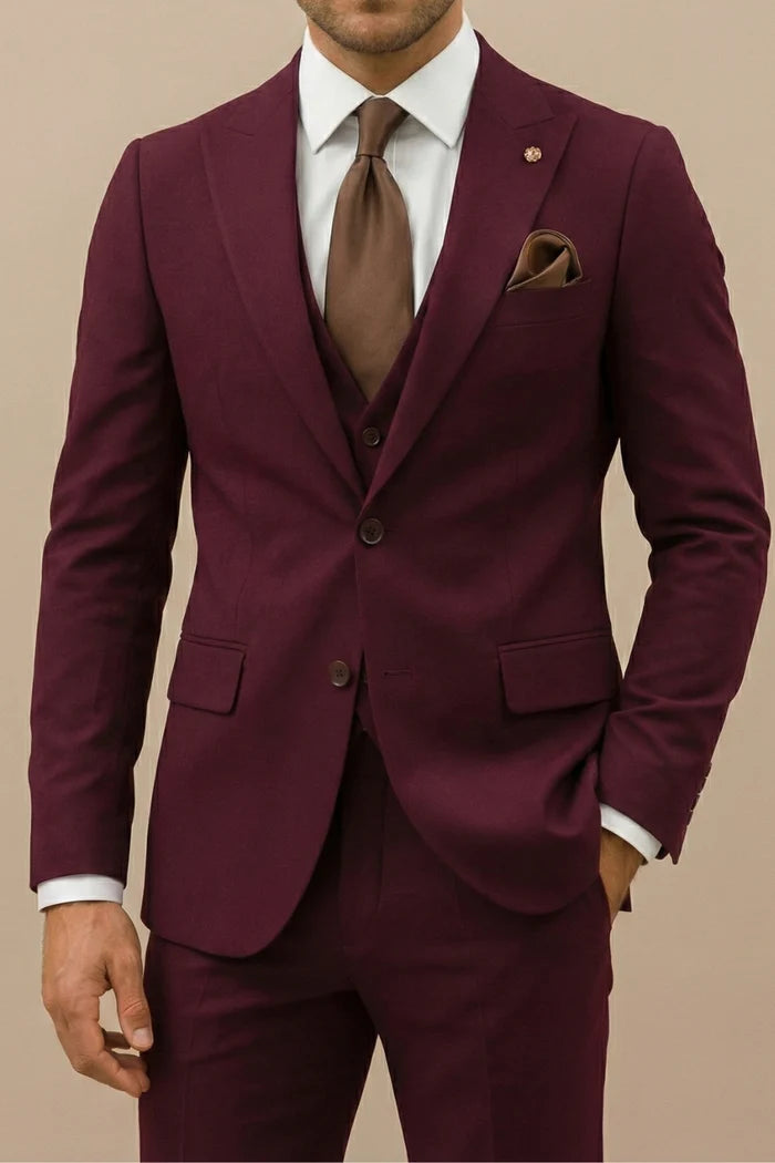 Traje De Hombre De Corte Ajustado Con Tres Piezas Estilo Primaveral Elegante Para Bodas Y Negocios