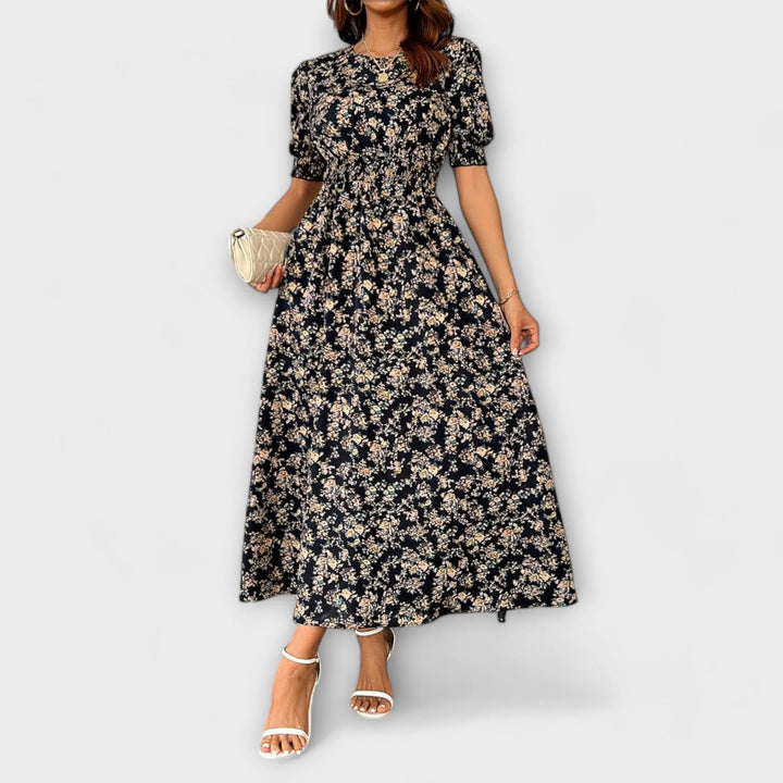 Amelia | Vestido Floral Com Gola Redonda