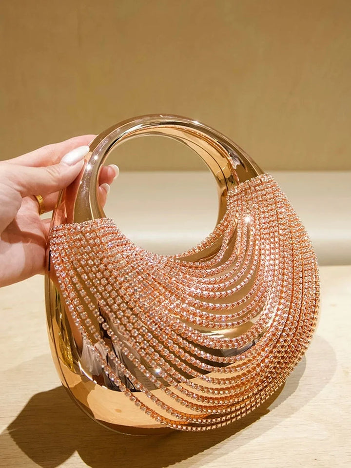 Bolso De Mano Con Flecos Color Sólido