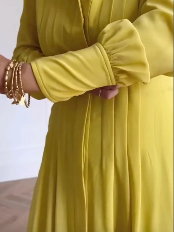 Vestido Maxi Camisero Línea A Con Bolsillos, Cintura Anudada Y Escote En V